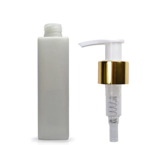 150ml Square Plastic Bottle With Blk Gold Lotion Pump