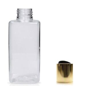 150ml Square Plastic Bottle With Gold Disc-Top Cap
