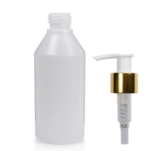 200ml Natural Plastic Bottle With Gold Lotion Pump