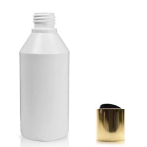 200ml White Bottle With Gold Disc-Top Cap