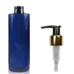 250ml Cobalt Blue Plastic Bottle With Gold Pump