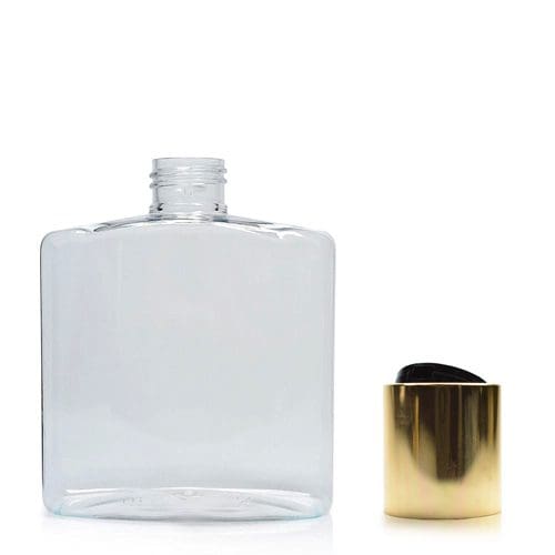 500ml Clear PET Rectangular Bottle Gold Disc Top Cap