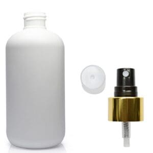 250ml White Plastic Bottle With Gold Spray