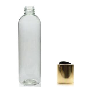 250ml rPET Boston Bottle With Gold Disc Top Cap