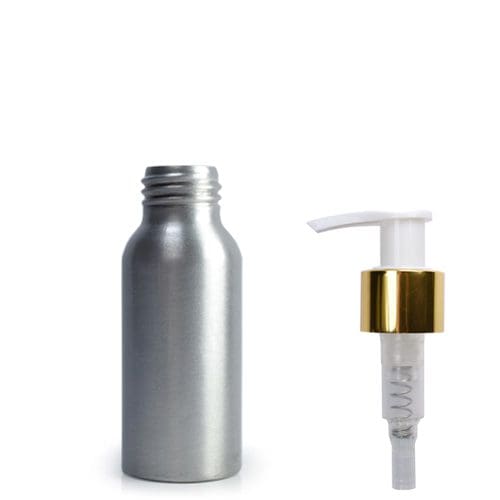 30ml Aluminium Lotion Bottle with white gold pump