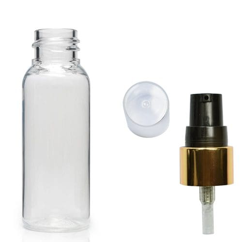 30ml Clear Plastic Bottle With Gold Lotion Pump