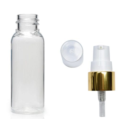 30ml Clear Plastic Bottle With Gold Lotion Pump