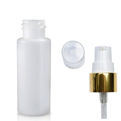 30ml Plastic Round Bottle With Gold Lotion Pump