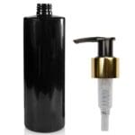 500ml Black Plastic Bottle With Gold Lotion Pump