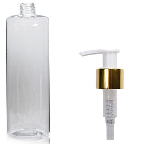 500ml Clear Plastic Bottle With white Gold Pump