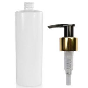 500ml White Glossy bottle with gold pump