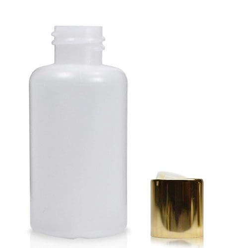 50ml Plastic Round Bottle With Gold Disc-Top Cap