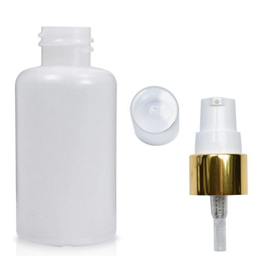 50ml HDPE Bottle With Gold Lotion Pump