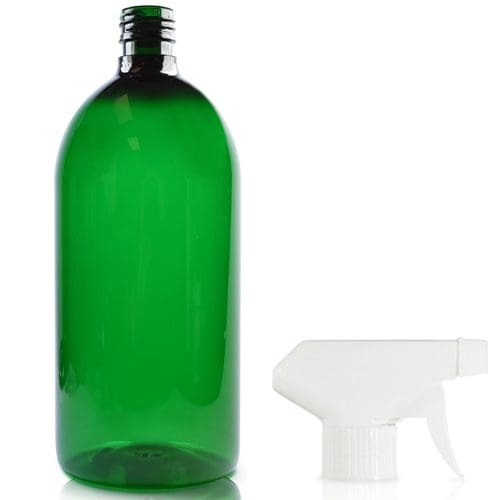 1 Litre Green PET Sirop Bottle & Trigger Spray