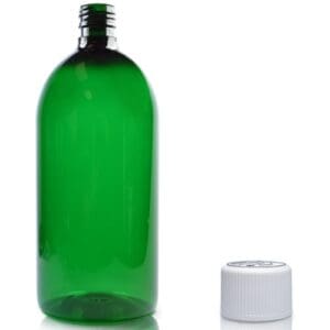 1 Litre Green PET Bottle With Child Resistant Cap