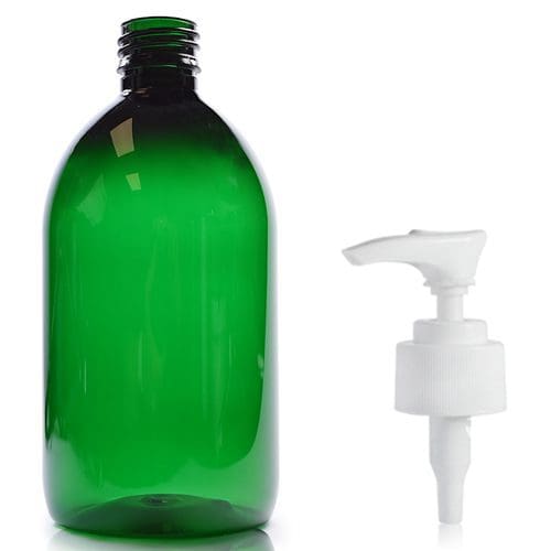500ml Green PET Sirop Bottle With Lotion Pump