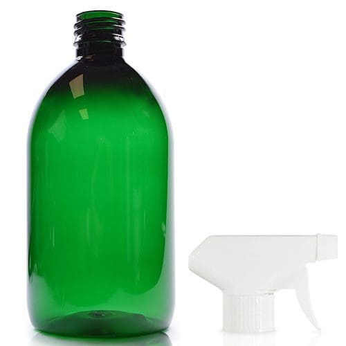 500ml green PET Sirop bottle W white trigger