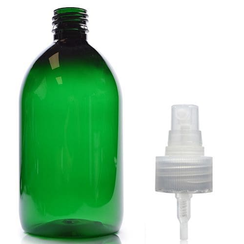 500ml Green PET Sirop Bottle With Atomiser Spray