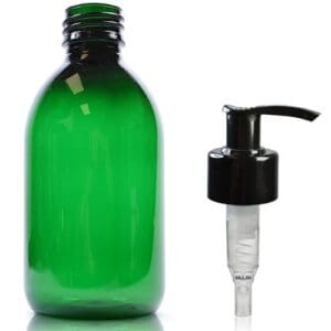 250ml Green PET Sirop Bottle With Lotion Pump
