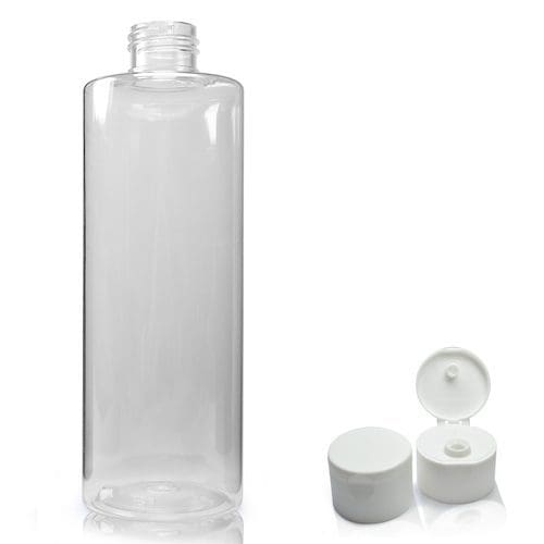 250ml Clear Apollo Bottle w white flip