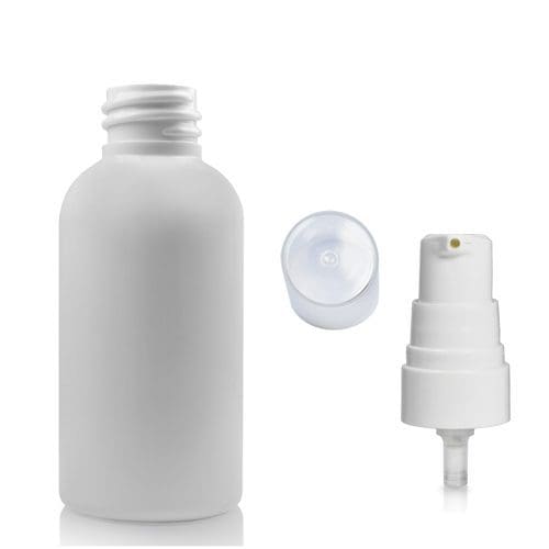 50ml white PET plastic bottle with white pump