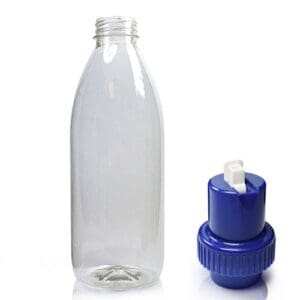 1000ml Classic Clear juice bottle with blue nozzle