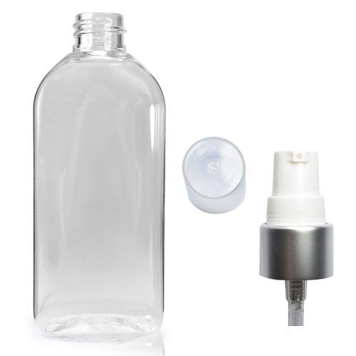100ml Oval PET plastic bottle with matt silver