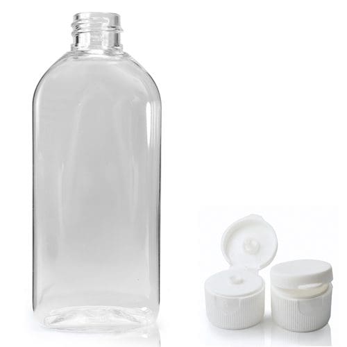 100ml Oval plastic bottle white flip top