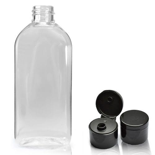 100ml Oval plastic bottle with black flip cap
