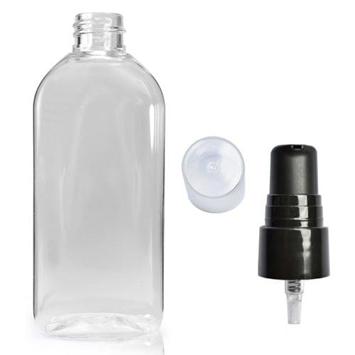 100ml Oval plastic bottle with black pump