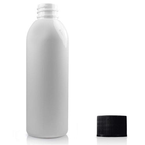 100ml white PET plastic bottle with black screw cap