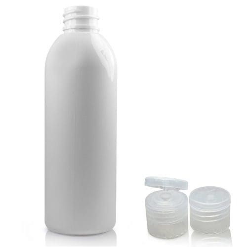 100ml white PET plastic bottle with nat flip top