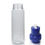 200ml slim juice bottle w blue nozzle lid