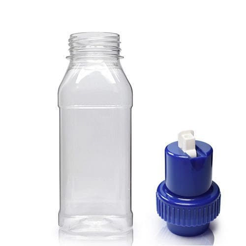 250ml Clear PET Square Juice Bottle & Tamper Evident Cap
