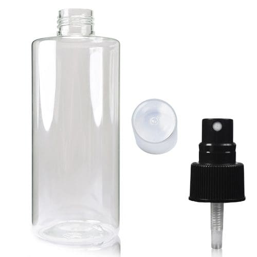 250ml Clear Round Bottle with black spray