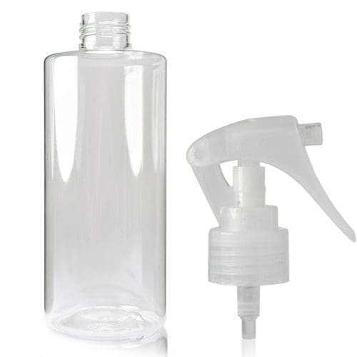 250ml Clear Round Bottle with nat mini trigger