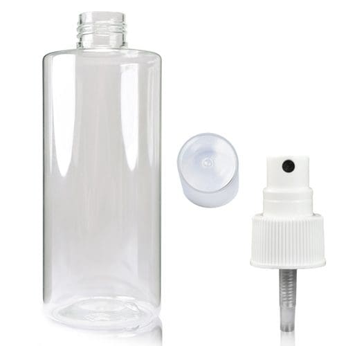 250ml Clear Round PET Bottle & Atomiser Spray Ampulla