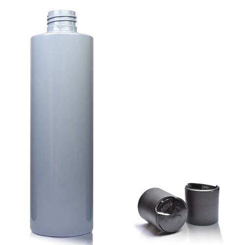 250ml Grey Plastic Bottle w black disc