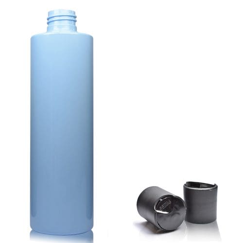 250ml Light Blue Plastic Bottle w black disc