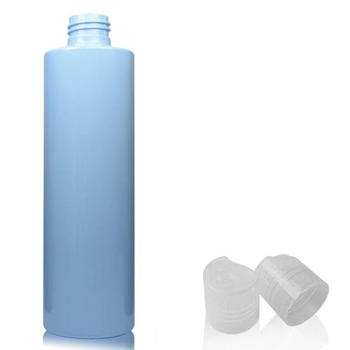 250ml Light Blue Plastic Bottle w nat disc