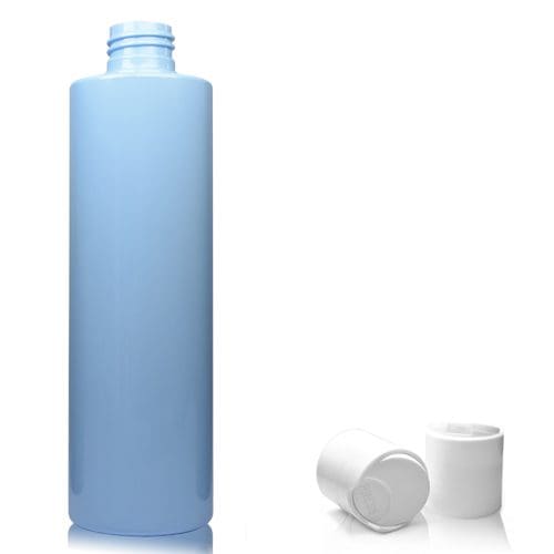 250ml Light Blue Plastic Bottle w white disc