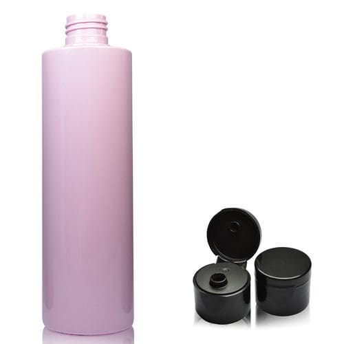 250ml Pink Plastic Bottle w black flip