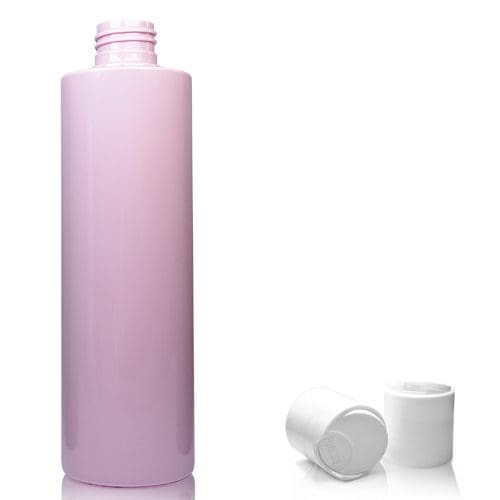 250ml Pink Plastic Bottle w white disc
