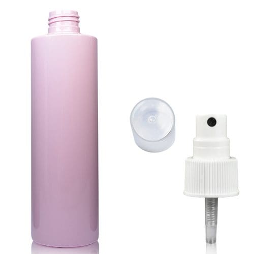 250ml Pink Plastic Bottle w white spray
