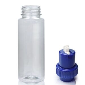 250ml slim juice bottle w blue nozzle lid