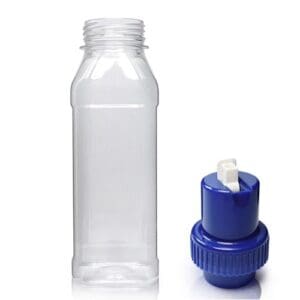300ml Clear PET Square Juice Bottle & Tamper Evident Cap