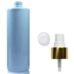 500ml Blue Plastic Bottle with white gold spray