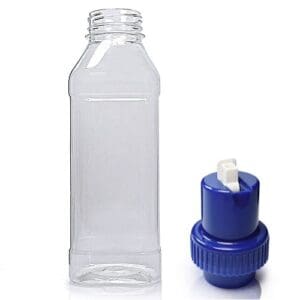 500ml Clear PET Square Juice Bottle & Tamper Evident Cap