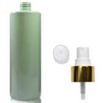 500ml Green Plastic Bottle with white gold spray