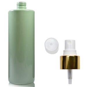 500ml Green Plastic Bottle with white gold spray